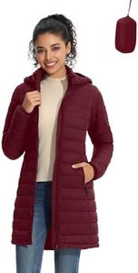 ZMC Packable Women Puffer Coat, Lightweight Water-Resistant Puffer Jacket Detachable Hood Slim-Fit Winter Coat for Women（winered,L）