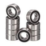 HiPicco MR106-2RS Deep Groove Ball Bearings, ID 6mm x OD 10mm x Width 3mm Miniature Bearings, Double Rubber Sealed Ball Bearing Pre-Lubricated Chrome Steel Z2 Lever 10pcs