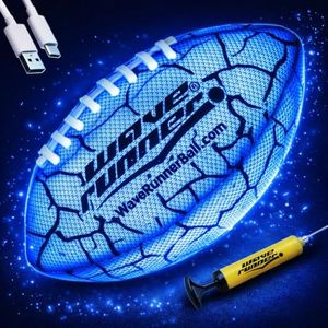 Wave Runner Light Up Football for Kids, Glow in The Dark LED Football, Rechargeable Football, Junior Size Waterproof Football Toy, Outdoor Football Gifts for Boys 8-12