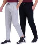 QUIXEL Track Pant for Men's || Men's Cotton Track Pant || Men's Regular Fit Trackpant... (in, Alpha, M, Regular, Black & Grey)