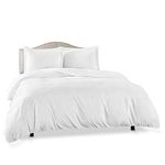 Clara Clark Duvet Cover Ultra Soft Double Brushed Microfiber - Comforter Cover with Button Closure and 2 Pillow Shams, White, Queen - 90"x90"