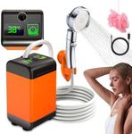 Camping Shower Kit Electric Shower Pump Rechargeable Camping Shower 12V with Intelligent Temperature and Water Pressure Display Adjustable Pump for Shower Camping