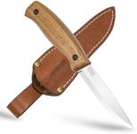 BPS Knives BS3FTS - Fixed-Blade Bushcraft Knife - Carbon Steel Knife with Leather Sheath - Outdoor Full Tang Knife - Camping Knives - Survival Tactical Sharp Camp Knife