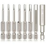 Hakkin 8Pcs Hex Allen Key Bit Set S2 Steel Hex Bits Magnetic Hex Head Allen Wrench Drill Bit Set 1/4" Hex Shank 50mm Metric Inner Hexagon Screwdriver Bit Set for Assembling IKEA Furniture