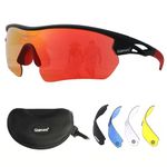 Sports Sunglasses(1. Black Frame, Full Lens Mirrored Red)