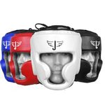 JAYEFO Sports Head Guard for Boxing MMA Kickboxing Muay Thai SELF Defence Training Gear Protection Helmet Martial Arts for Youth Men & Women (White, L/XL)