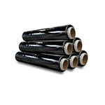 JeeJaan® 6 Rolls Black Pallet Wrap 400mm x 250m 20mu | Tear Resistant Stretch Film | Water & Moisture Proof Pallet Stretch Shrink Wrap | Multi-Use Strong Pallet Stretch Wrap