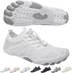 Hike Barefoot Shoes for Women Men, Breathable Non-Slip Athletic Footwear, Wide Toe Water Shoes for Hiking, Non-Slip Neuropathy Shoes for Women Men, Grounded Comfort wear (White Gary A26, Adult, Women, 8, Numeric Range, US Footwear Size System, 8.5, Medium)
