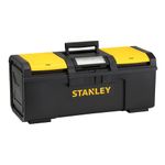 STANLEY 1-79-218 24" One-Touch Heavy-Duty Portable Plastic Tool Box With Removable Tray for Easy & Convenient Storage, 30 Kg Load Capacity, 1 Year Warranty, YELLOW & BLACK, 28x59.5x26 cm