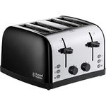 Russell Hobbs 28360 Stainless Steel Toaster, 4 Slice with Variable Browning Settings and Removable Crumb Trays, Black