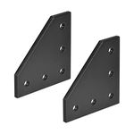 sourcing map L Shape Outside Joining Plate, 60mm x 60mm x 4mm with 5-Hole Joint Bracket for 2020 Aluminum Profile, 2 Pcs (Black)