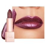 Oulac Plum Glitter Lipstick - Bronze Moisture Tinted Lip Balm, Metallic Sparkly Finish, Shiny lipstick, High Pigment, Creamy Brilliant Lip Color with Shea Butter, Vegan D05 Wildfire