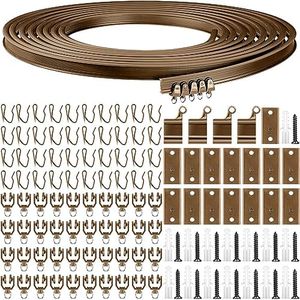 Flexible Bendable Ceiling Curved Curtain Track Ceiling Mount for Curtain Rail with Track Curtain System, Room Divider Ceiling Curtain Rod RV Ceiling Track for Curtains(5 Meter/ 16.4 Feet,Brown)