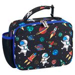 Space Lunch Box - Insulated Lunch Bag for Boys Kids School Spaceman Rocket in The Space Lunch Tote Bag with Handle and Pocket for Food Bento Box Snake Daycare Preschool Travel Picnic