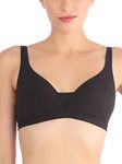 Triumph International Women's Cotton Padded Wire Free Non-Wired T-Shirt Bra (203I923_Black_32B)