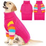 MHaustlie Dog Jumpers Small, Dog Jumper Knitted Sweater, Winter Dog Sweater, Dog Warm Jumper, Classic Turtleneck Dog pullover, Dog Sweaters for Halloween Christmas Holiday(2XL, Rose)