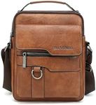 Small Crossbody Bag for Men Leather Shoulder Sling Bags Side Messenger Man Purse Handbag for Office Business Brown