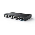 Reolink PoE Switch with 8 PoE Ports, 2 Gigabit Uplink Ports, Up to 120W Total for All PoE ports, Ideal NVR PoE IP Cameras, IEEE802.3af/at, Desktop/Wall Mount, RLA-PS1