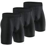 Niksa Compression Shorts Men 3 Pack, Compression Underwear for Men Athletic Shorts, Running Workout Fitness Shorts, Black, Large