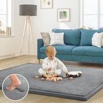 ILPEOD Baby Play Mat 1.2" Thick Memory Foam Nursery Rug Area Rug, 6’7” X 5’11” Yoga Mat Playmat Crawling Mat for Baby,Toddlers, Infants, Kids,Floor Mat Tatami Mat for Living Room with Non-Slip(Grey)