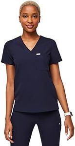 FIGS Catarina Scrub Tops for Women — Classic Fit, 1 Pocket, Four-Way Stretch, Anti-Wrinkle Women’s Medical Scrub Top, Nvy