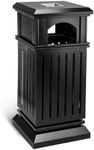 BEAMNOVA Black Trash Can Outdoor Top Tray Stainless Steel Commercial Garbage Enclosure with Locking Lid Heavy Duty Industrial Yard Garage Waste Container, 37.4 * 17.7 * 17.7in
