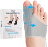 KTSAY 2PCS Bunion Corrector for Women & Men, Big Toe Straightener with Splint & Pads, Comfortable & Breathable for Day/Night Support, Hallux Valgus Pain Relief Non-Slip Socks (1, Gray)