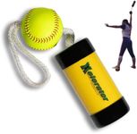 The Composite Xelerator Fastpitch Softball Pitching Trainer and Warm Up Tool with 12 Inch Premium Leather Indoor Ball for Improved Grip