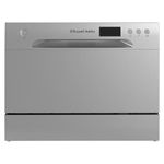 Russell Hobbs Table Top Dishwasher Compact Mini with 6 Place Settings, LED Display, Button Control, 6 Programmes, Portable & Efficient, 24hr Timer, Rinse & Eco Mode in Silver, RH6TTDW0D1S