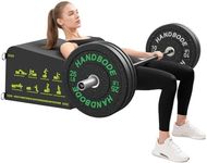 Hip Thrust Bench, Multi-Functional Slip-Free Hip Thrust Machine for Glute Bridge, Box Jump, Push-Ups, Squat, Ab Exercise, Suitable for Home & Gym, Includes 100lb Weight Plates & 4.9ft Olympic Bar