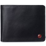 Alpine Swiss Mens RFID Protected Nolan Leather Wallet Center Flip Commuter Bifold Comes in Gift Box Black