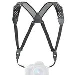 USA GEAR DSLR Camera Strap Chest Harness with Quick Release Buckles, Polka Dot Neoprene Pattern and Accessory Pockets - Compatible with Canon, Nikon, Sony Point and Shoot and Mirrorless Cameras