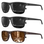 Polarized Sunglasses for Men and Women, Mens Sunglasses with Lightweight Frame and UV Protection (Black/Black/Brown)