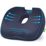 AUVON Innovation Donut Pillow Seat Cushions for Hemorrhoids with Scientific Centre Hole, Memory Foam Coccyx Cushion with U-Shaped Cutout for Tailbone Pain Relief, Navy Blue