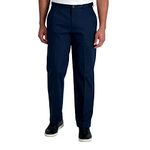 Haggar Men's Premium No Iron Classic Fit Expandable Waist Flat Front dress pants, Dark Navy, 36W 30L UK