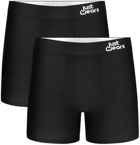 JustWears Everyday & Active Mens Boxer Briefs, 2 Pack | Breathable Anti-Chafe Underwear with Moisture-Wicking MicroModal Air Cool Fabric & PouchTech™ Support | Seamless Boxers for Men | Pants Gift