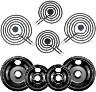 Black Burner Drip Pans Kit 5304430149(6")5304430150(8")&Electric Stove Burners Kit MP15YA(6") MP21YA(8") Compatible for Frigi-daire Ken-more Electric Range Stove Replaces 318067041 318067051 by MIFLUS