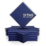 Fstop Labs 0.4" X 12" X 12" Acoustic Foam Panels, Sound Absorbing Panel, Beveled Edge Tiles Soundproof Foam Insulation, Soundproof Wall Panels (12 Pack, Dark Blue)