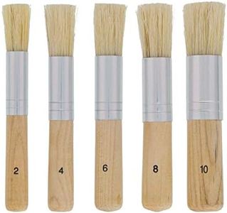 U.S. Art Supply 5 Piece Wood Handle Stencil Brush Set - Natural Bristle Wooden Template Paint Brushes - Watercolor, Acrylic, Oil Painting - Craft, DIY Projects, Card Making, Chalk and Wax Furniture