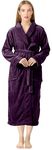 NY Threads Womens Fleece Bathrobe - Shawl Collar Soft Plush Robe Spa Robe (X-Large, Plum)