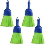 Domensi 4 Pcs Whisk Broom Poly Fiber Handheld Brush Hand Broom Outdoor Broom Car Broom with Hang Hole for Cleaning Inddoor Porches Floors Decks Driveways Dirt Dust