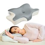 WELLGIVER Cervical Butterfly Pillow | Orthopedic Memory Foam for Neck & Shoulder Pain | Ergonomic Contour Design | Dual Height Support | Side Sleeper Pillow with Arm Rest - Pack of 1