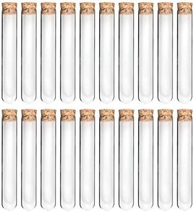 Lily's Home 20 Glass Test Tubes with Cork Stoppers for Scientific Experiments, Shot Glass in Parties, Home Decorations, Spices and Candy. 20x150mm 36ml