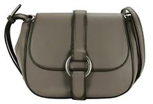 Michael Kors Quincy Cinder Grey Leather Shoulder Saddle Bag Medium Leather Handbag