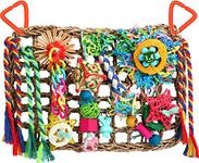 Bird Toys Cockatiel Toys Bird Foraging Toys for Parakeets Conures Lovebirds Bird Foraging Wall with Colorful Toys for Birds Shredding Seagrass