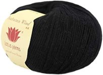 Lotus Yarns 5 Balls Autumn Wind Cotton Cashmere Blend Knitting Yarn Fingering Weight Crochet Yarn for Garments Soft Baby Clothes(02-Black)