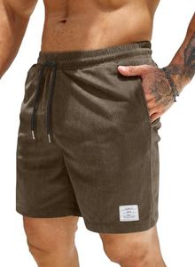JMIERR Men's Shorts Corduroy Textured Casual Lightweight Drawstring Basketball Shorts Sports Wear US 40 (XX-Large) Desert Palm