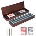 Wooden Cribbage Board Game Set, Premium Wooden Board with Magnetic Lock and Metal Pegs, Strategy Card Game Cribbage - Travel Portable Cribbage Game Sets for Family
