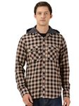 Thomas Scott Men's Full Sleeves Checkered Casual Hooded Shirt Peach