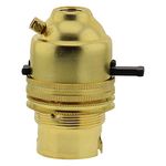 Bayonet Cap (B22) Switched & Earthed Lampholder in Brass Finish for use on Lamps, Pendants or Chandeliers